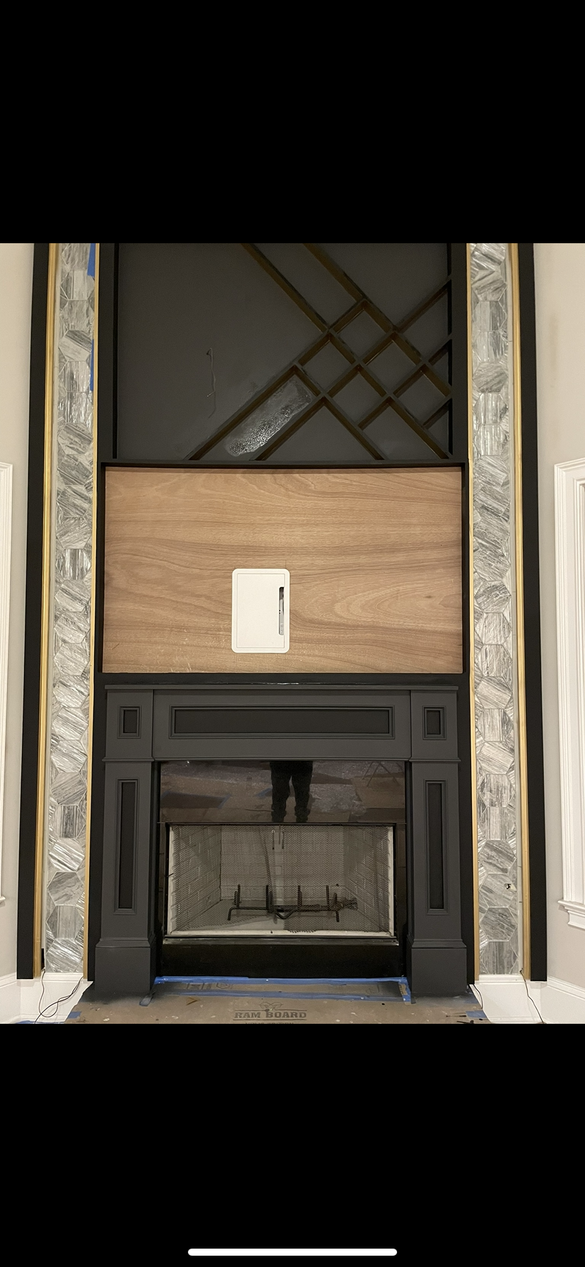 Custom fireplace wall design.
